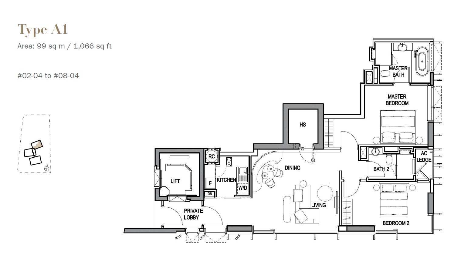 3 Orchard By-The-Park 3 Bedroom Floor Plan 1